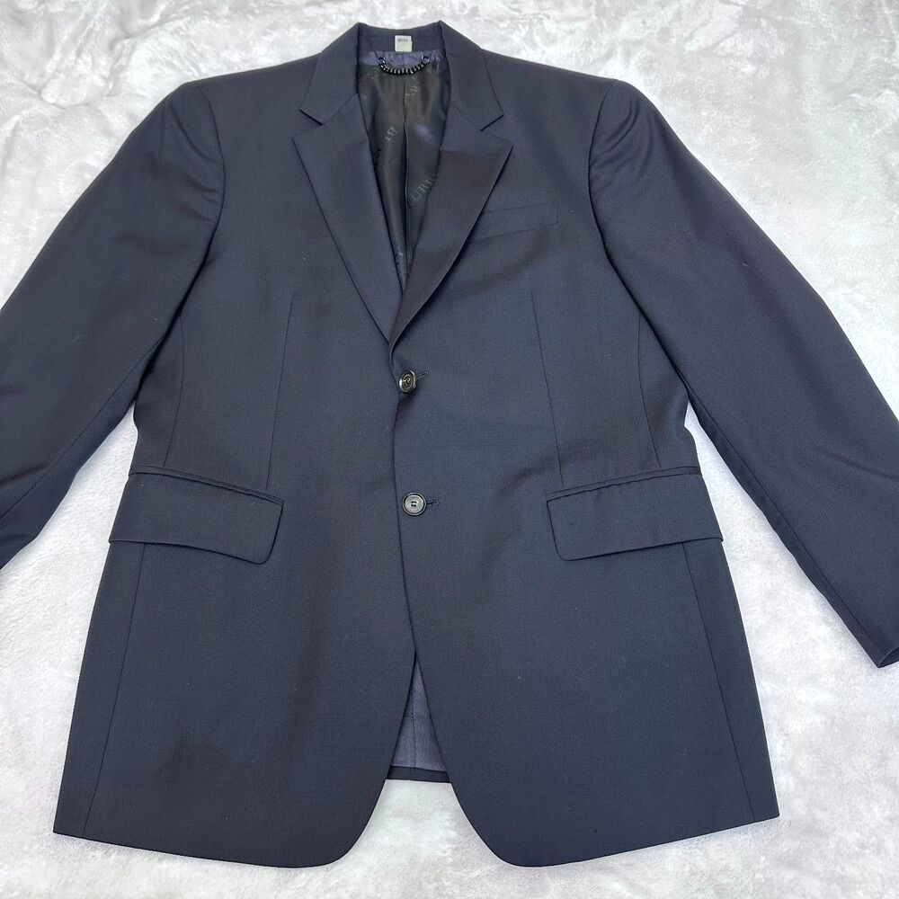 Burberry London Men's Black 100% Virgin Wool Blazer Jacket Sz 38R (180/92A)